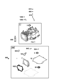 Cylinder Group Diagram and Parts List for 093J02-0016-H5 020000 - 09Z999 Briggs and Stratton Engine